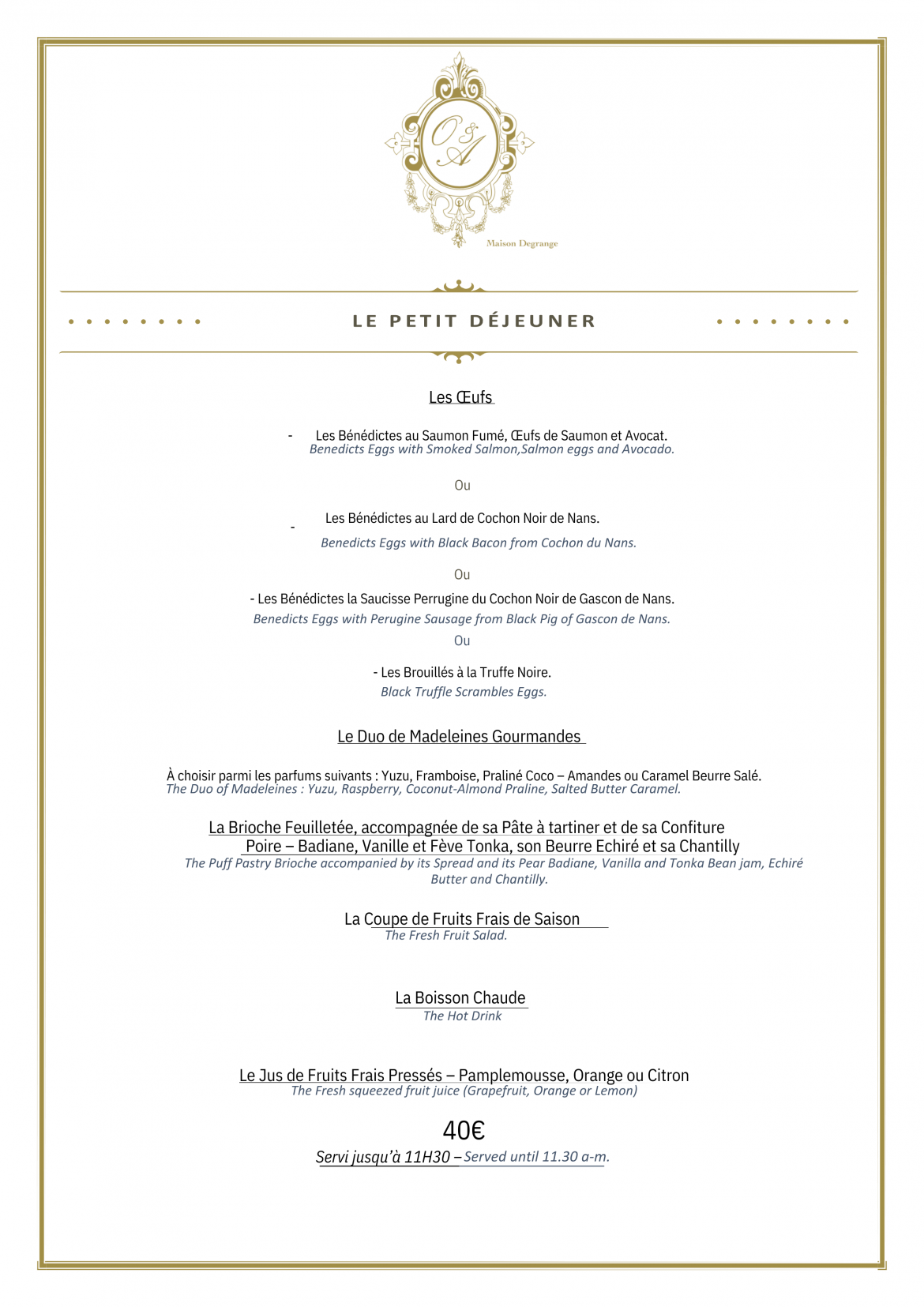 La Carte Maison Degrange